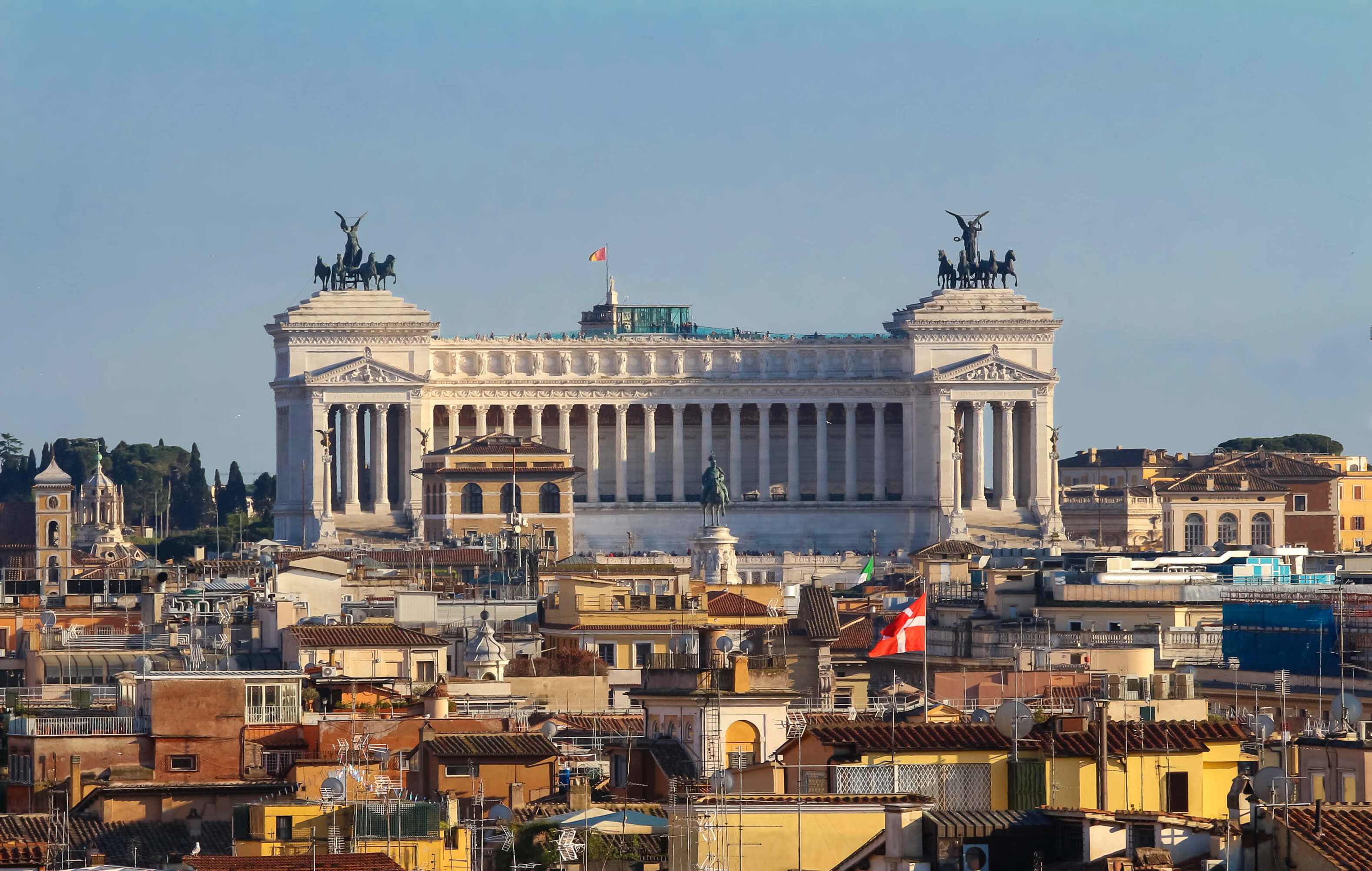 Panoramic aerial wonderful view of Rome with Altar of the Fatherland , Rome, Italy